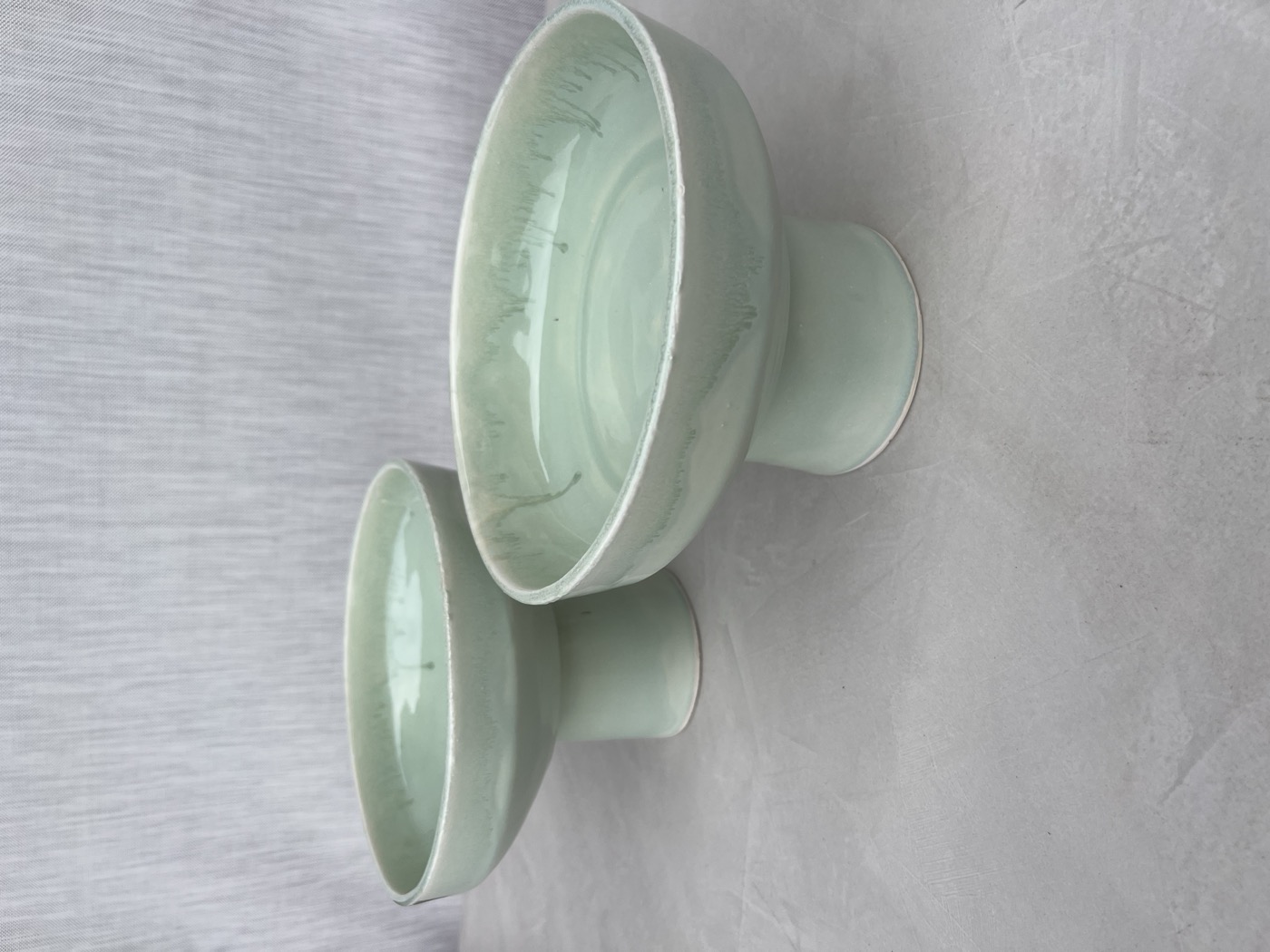Celadon pedestal bowls